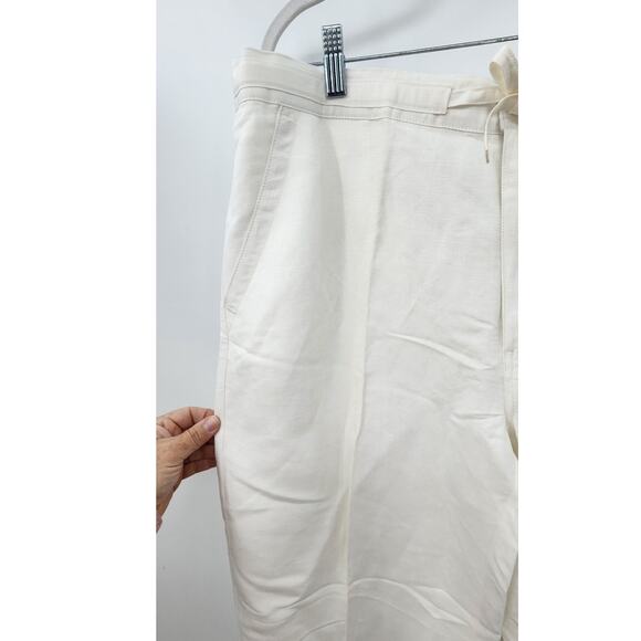 New NWT Cubavera White Linen Blend Wide Leg Pants Size XL In Bright White - Picture 7 of 12